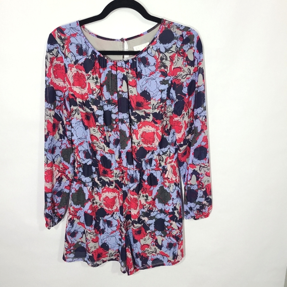 Leith Women's Size Small S Floral Romper One piece Jumpsuit Vacation Beach Fun